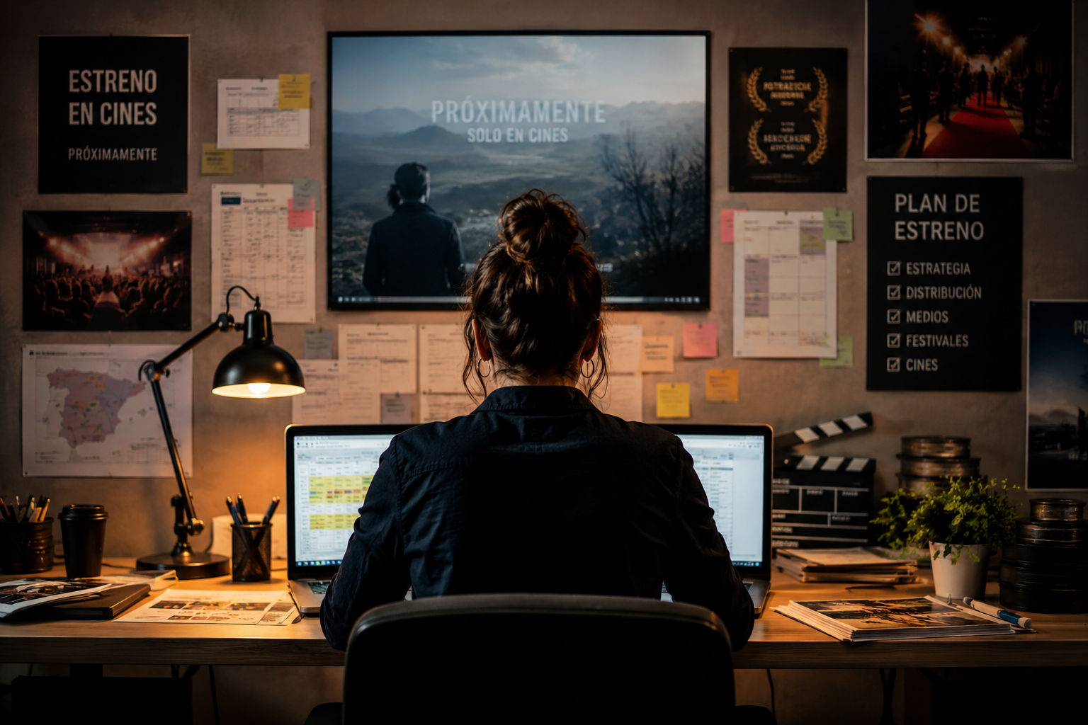 Distribuidora de cine en España gestionando el estreno de una película